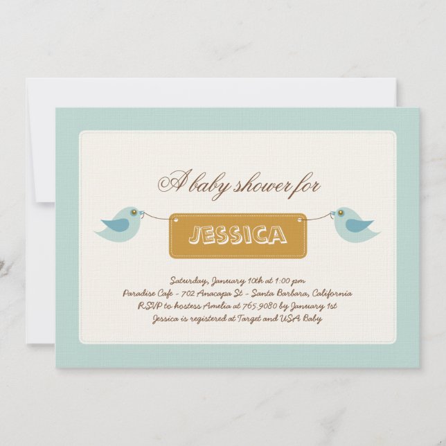 Invitation Baby shower Cute Blue sur Twitter (Devant)