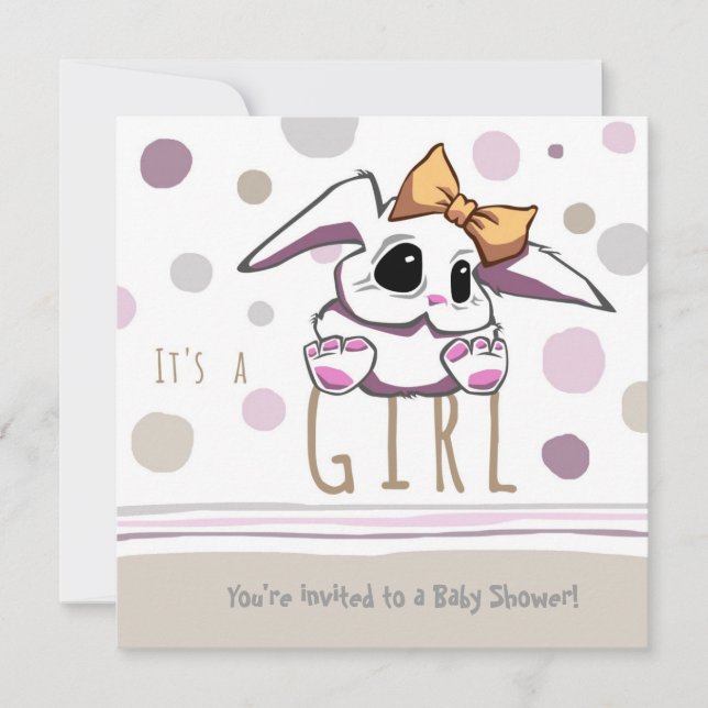 Invitation Baby shower Cute Bunny (Devant)