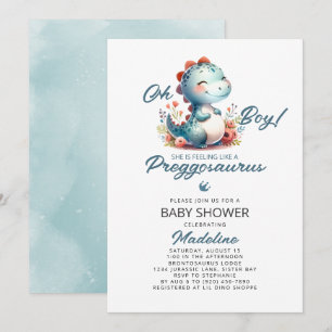 Invitation Baby shower Cute Dinosaur Preggosaurus