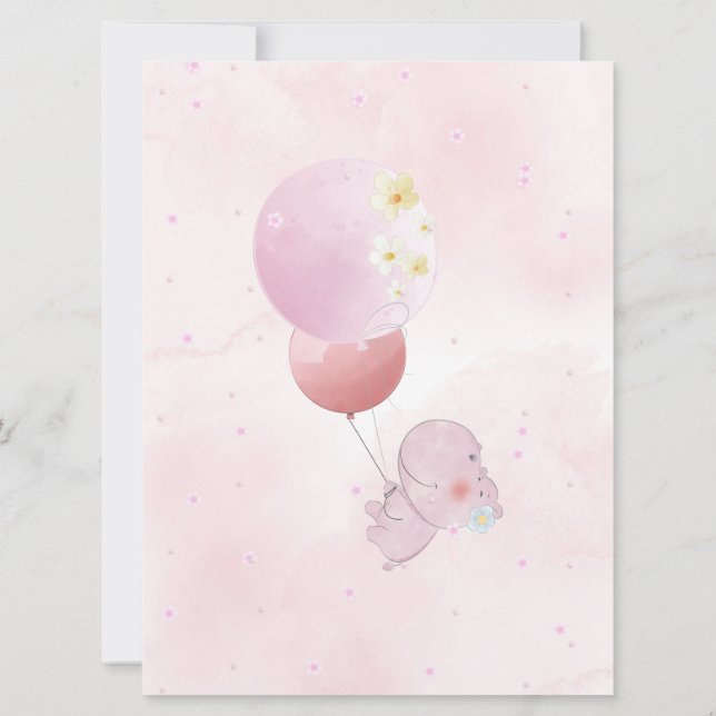 INVITATION BABY SHOWER CUTE HIPO. FOR BABY GIRL (Dos)