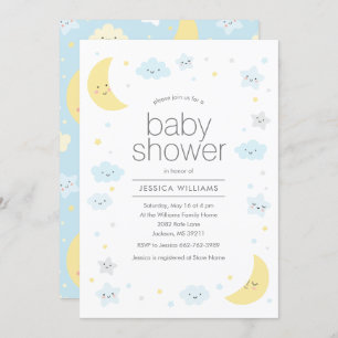 Invitation Baby shower Cute Moon Nuds & Stars