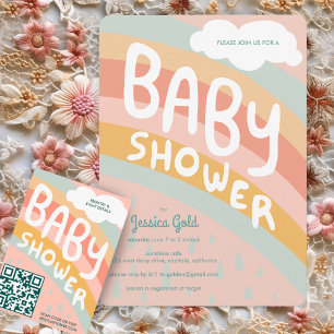 Invitation BABY SHOWER Cute Nuages Rainbow Pluie Custom