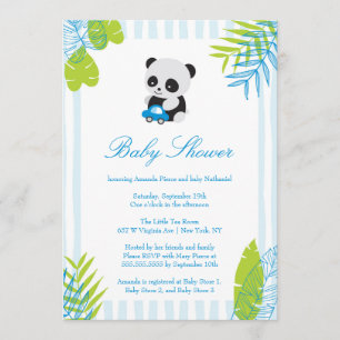 Invitation Baby shower Cute Panda Boy