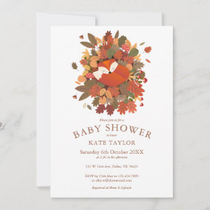 Invitation Baby shower Cute Woodland Fox Cub