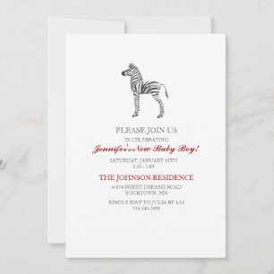 Invitation Baby shower Cute Zebra