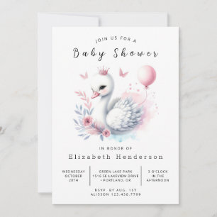 Invitation Baby shower cygne en ligne chic