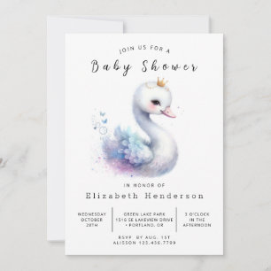 Invitation Baby shower cygne en ligne du lac