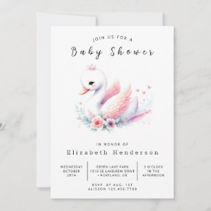 Invitation Baby shower cygne en ligne du lac