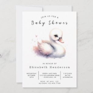Invitation Baby shower cygne en ligne moderne