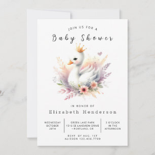 Invitation Baby shower cygne numérique Boho