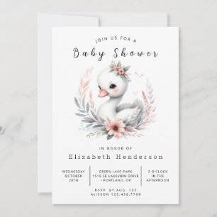 Invitation Baby shower cygne numérique chic
