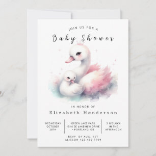Invitation Baby shower cygne numérique de Bohême