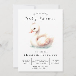 Invitation Baby shower cygne numérique moderne