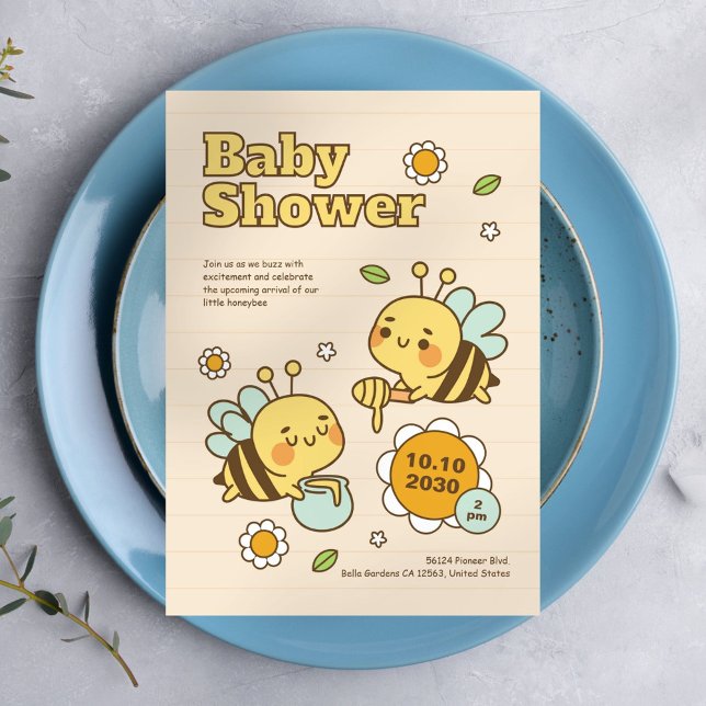 Invitation Baby shower d'abeille au miel mignon (Créateur téléchargé)