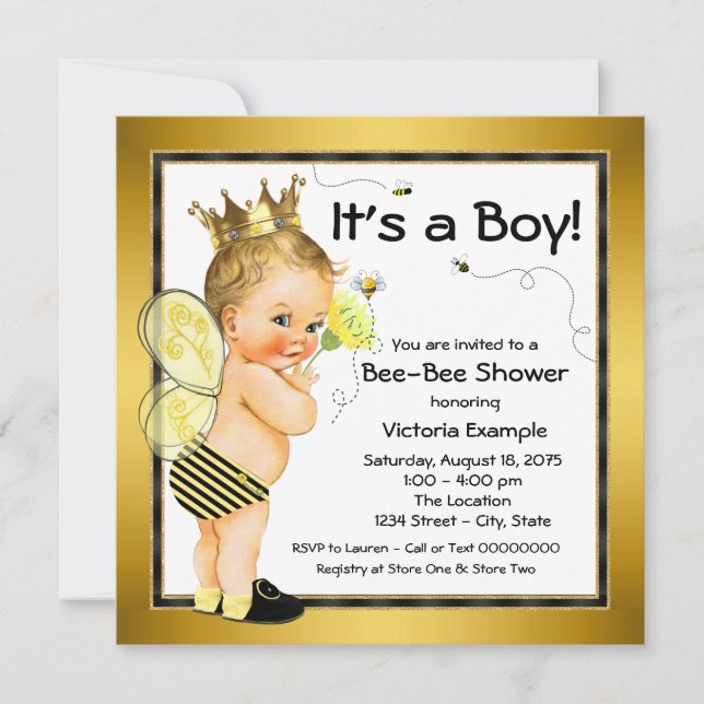 Invitation Baby shower d'abeilles (Devant)