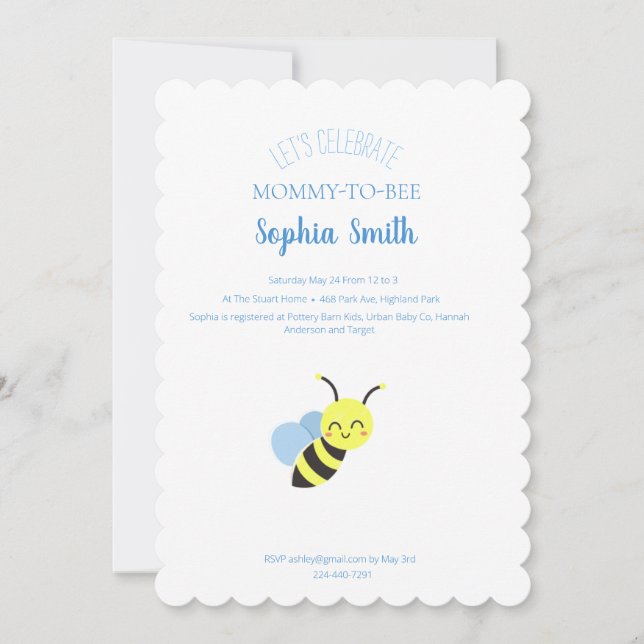 Invitation Baby shower d'abeilles (Devant)