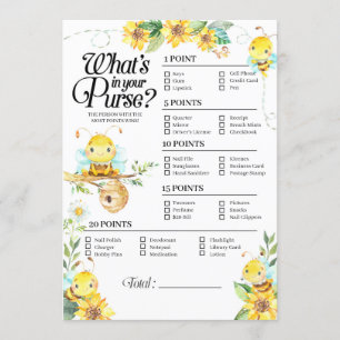 Invitation Baby shower d'abeilles Ce qu'il y a dans votre jeu
