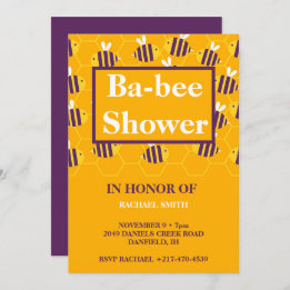 Invitation Baby shower d'abeilles de nid d'abeille jaune mode