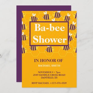 Invitation Baby shower d'abeilles de nid d'abeille jaune mode