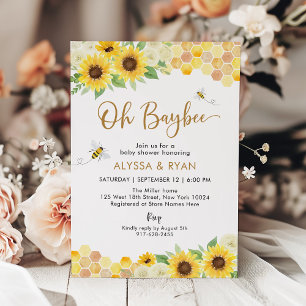 Invitation Baby shower d'abeilles de tournesol