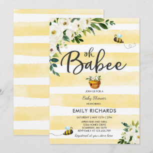 Invitation Baby shower d'abeilles Douche Florale p