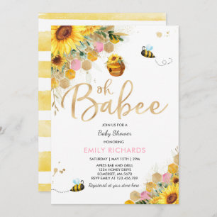 Invitation Baby shower d'abeilles Douche Florale p