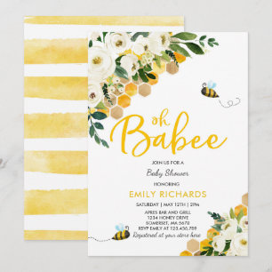 Invitation Baby shower d'abeilles Douche Florale p