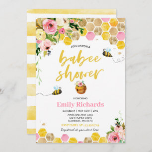 Invitation Baby shower d'abeilles Douche Florale p