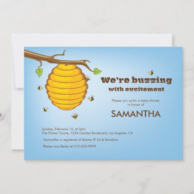 Invitation Baby shower d'abeilles en effervescence (Devant)
