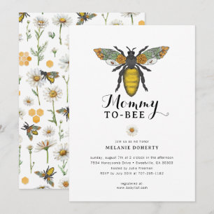 Invitation Baby shower d'abeilles   Fleur sauvage 