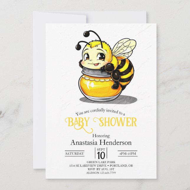 Invitation Baby shower d'abeilles jouant Whimsical (Devant)