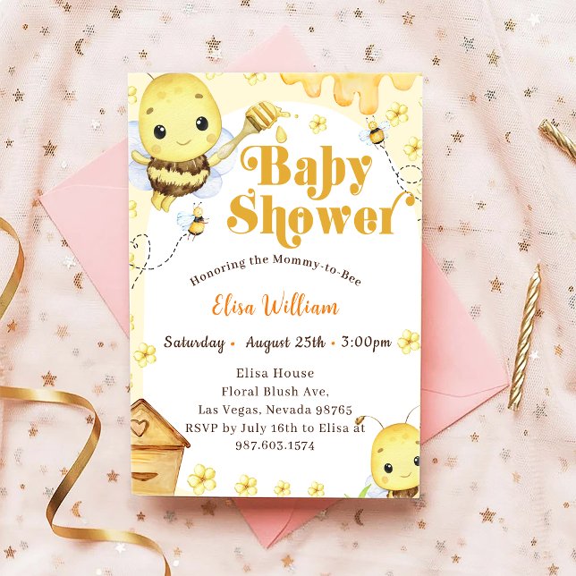 Invitation Baby shower d'abeilles miel (Créateur téléchargé)