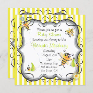 Invitation Baby shower d'abeilles mignonnes