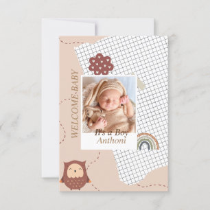 Invitation Baby shower d'accueil Brown moderne
