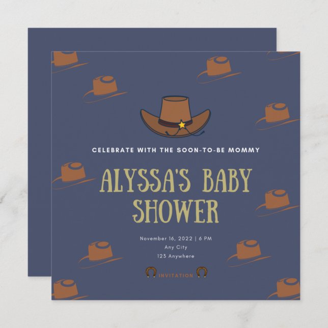 Invitation Baby shower d'adoption Cowboy  (Devant / Derrière)