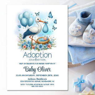 Invitation Baby shower d'adoption pour bébé Stork