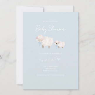 Invitation Baby shower d'agneau bleu
