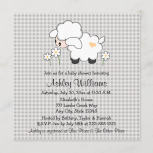 Invitation Baby shower d'agneau de bébé jaune et gris