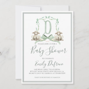 Invitation Baby shower d'agneau de garçon de Preppy Southern 