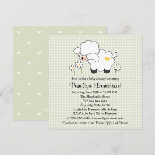 Invitation Baby shower d'agneau vert clair