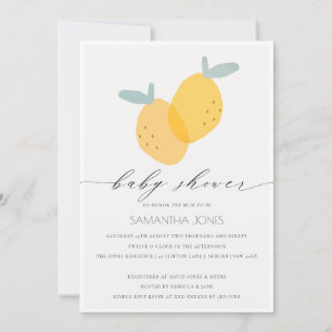 Invitation Baby shower d'agrumes de citron jaune mignon