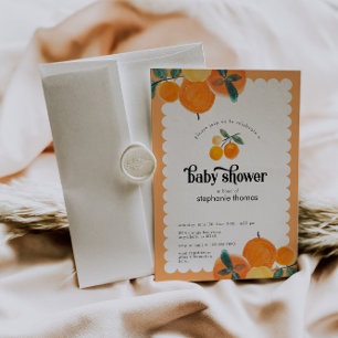 Invitation Baby shower d'agrumes orange