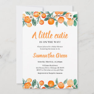Invitation Baby shower d'agrumes orange neutre pour les femme