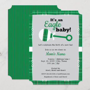 Invitation Baby shower d'aigle à bétail vert