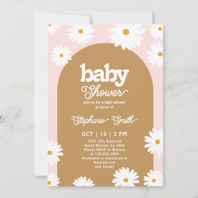 Invitation Baby shower Daisy Retro (Devant)