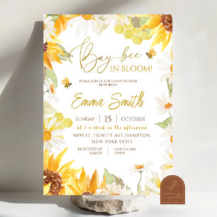 Invitation Baby shower Daisy Sunflower Bee