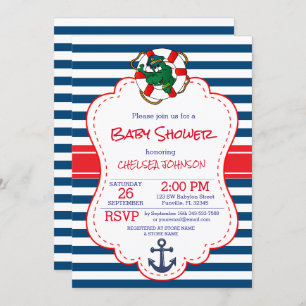 Invitation Baby shower d'alligator marin mignon