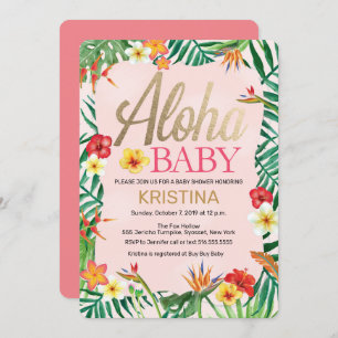Invitation Baby shower d'Aloha, Hawaï, tropical