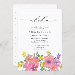 Invitation Baby shower d'Aloha Pink tropical