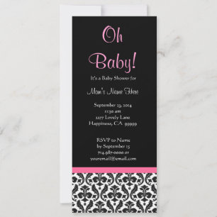 Invitation Baby shower Damas à plumes blanches noires